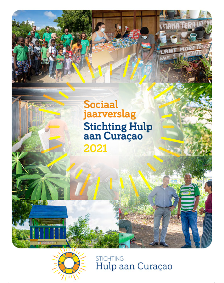Voorzijde van Sociaal jaarverslag Stichting Hulp aan Curaçao 2021