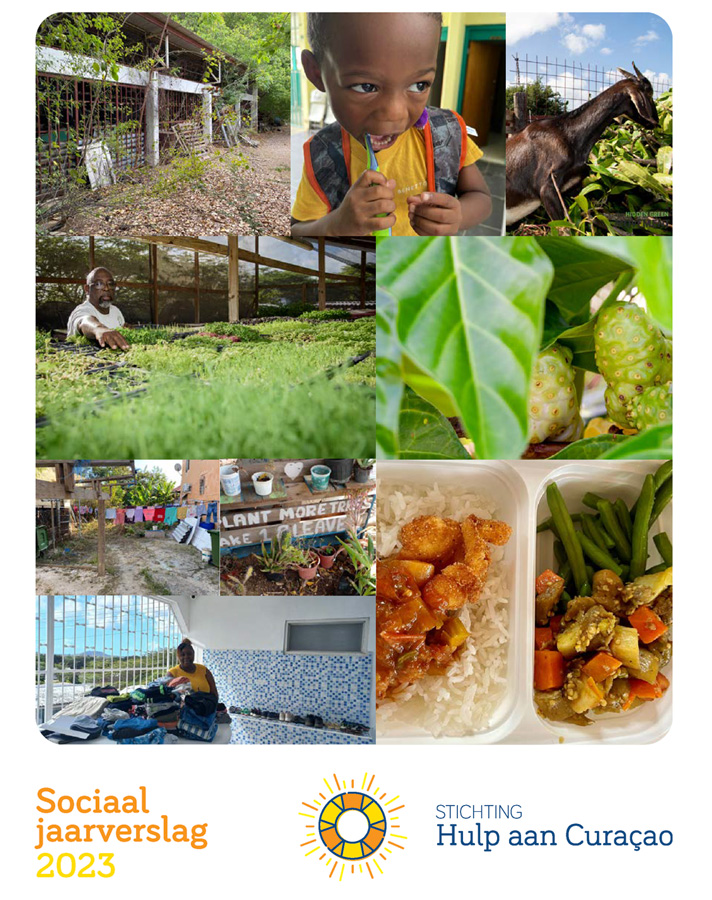 Voorzijde van Sociaal jaarverslag Stichting Hulp aan Curaçao 2023