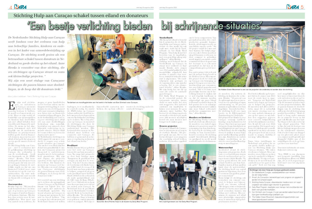 Spread van het artikel Stichting Hulp aan Curaçao schakel tussen eiland en donateurs in Ñapa / Amigoe